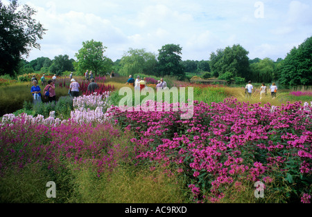 Pensthorpe jardin du millénaire, Norfolk, avec les visiteurs, designer Piet Oudolf, Voyage, tourisme Banque D'Images