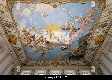 Fondation religieuse Goettweig, Kaiserstiege, célèbre fresque de plafond par Paul Troger, Basse-Autriche, Autriche Banque D'Images