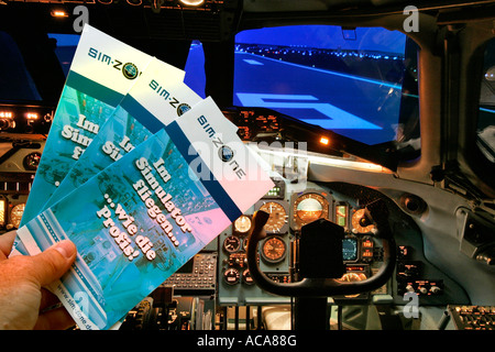 Simulateur de vol d'un McDonnell Douglas MD 80, Sim Zone, Hattersheim, Hesse, Germany Banque D'Images
