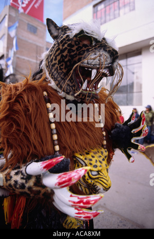 Reveler masqués - Virgen de La Candelaria, Puno Pérou Banque D'Images