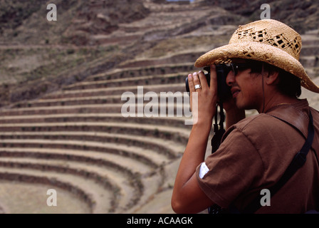 Photographie touristique - terrasses Inca Pisac, Urubamba, PÉROU Banque D'Images