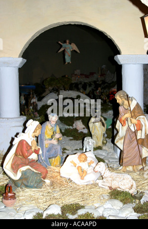 Crèche spectaculaire dans l'Église historique de St Nicolas de Tolentino ,'le marche', Italie Banque D'Images