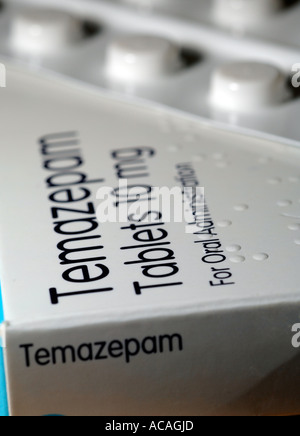 Temazepam comprimés, somnifère, une benzodiazépine Banque D'Images