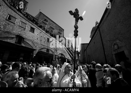 Procession en Gangi pour la bénédiction de palmiers Palerme Sicile Italie Banque D'Images