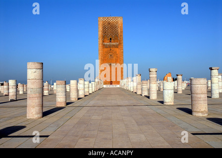 La surcote de la Tour Hassan (Tour Hassan à Rabat, Maroc, Afrique Banque D'Images