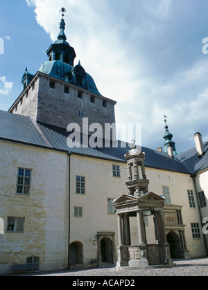 Cour intérieure Kalmar Slott, Kalmar län, Småland, Suède. Banque D'Images