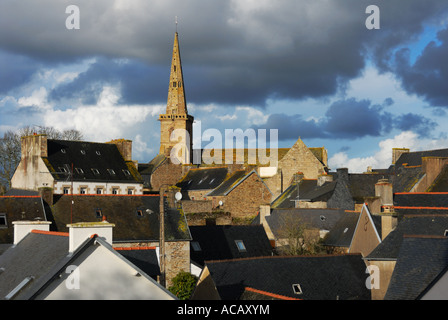 Les toits de la Roche-Derrien, Côtes d'Armor, Bretagne, France Banque D'Images