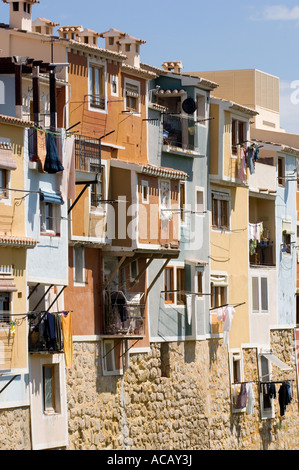 Maisons peintes de couleurs vives à Villajoyosa Costa Blanca Espagne Banque D'Images