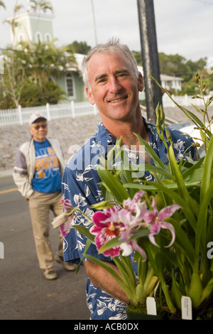 Samedi marché de fermiers Honokaa Hamakua Coast Island of Hawaii Banque D'Images