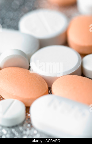 Close-up de comprimés et comprimés Banque D'Images
