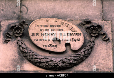 Sir Henry Raeburn, plaque de maison, Édimbourg, Écosse, Royaume-Uni, artiste artistes écossais home Banque D'Images