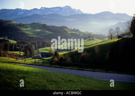 Vue de l'automne paysage pour mont santis canton d'Appenzell Rhodes-Intérieures Suisse alpes suisses Banque D'Images