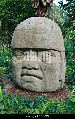 La Sculpture Colossale Olmèque, tête en musée national d'anthropologie, Musée national d'Anthropologie, Mexico, Mexique Banque D'Images