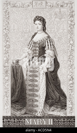 Reine Marie II, 1662 - 1694. Reine d'Angleterre, d'Écosse et d'Irlande, 1689 - 1694. Banque D'Images