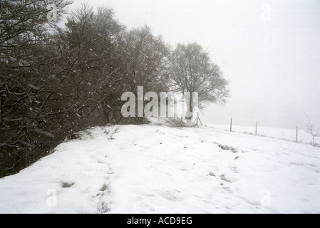 Paysage couvert de neige, Wilmslow, Cheshire, Royaume-Uni Banque D'Images