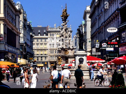 Misc vienne capitale de l'Autriche ville Capitale Rue Graben Graben monuments Monument Boutiques Shop Street Statue Sculpture Banque D'Images