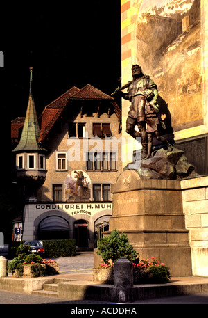 Suisse Guillaume Tell Altdorf Statue et fils Banque D'Images