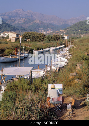 Près de Puerto Andraitx Majorque Îles Baléares Espagne Artiste toiles en plein air. Banque D'Images