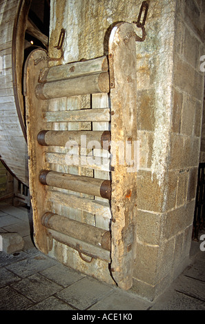 Traîneau de la construction, le Mont Saint Michel, Normandie, France Banque D'Images