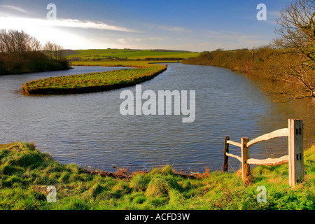 La rivière Cuckmere Haven, South Downs Way, 7 Sisters Cliffs, Sussex, Angleterre, Grande-Bretagne, Royaume-Uni Banque D'Images