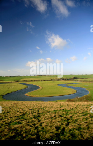 La rivière Cuckmere Haven, South Downs Way, 7 Sisters Cliffs, Sussex, Angleterre, Grande-Bretagne, Royaume-Uni Banque D'Images