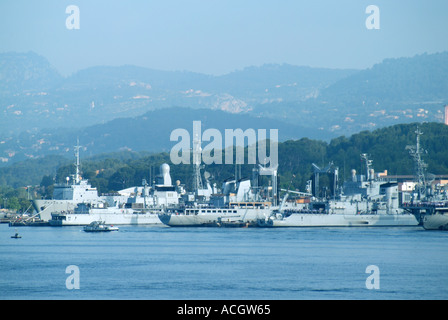 Port de Toulon en navires amarrés Naval Base Banque D'Images