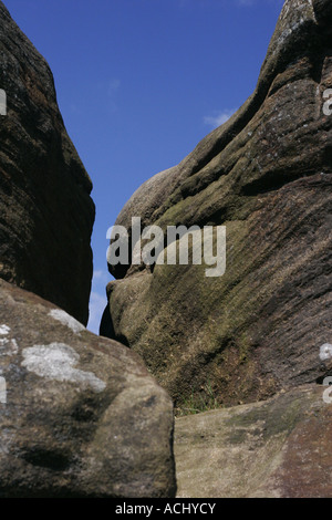 Brimham Rocks, près de Harrogate, Yorkshire du Nord. Banque D'Images