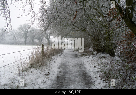 Paysage couvert de neige, Wilmslow, Cheshire, Royaume-Uni Banque D'Images