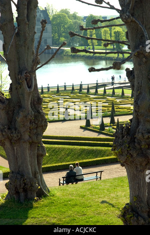 Le jardin baroque au Château Royal de Frederiksborg Danemark Nouvelle-Zélande Banque D'Images