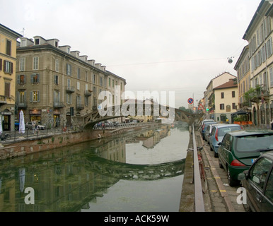 Quartier Navigli Milan Italie Europe Banque D'Images