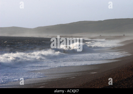 Le vista qui s'étend vers l'est le long de la Banque de Chesil à l'Île de Portland Banque D'Images