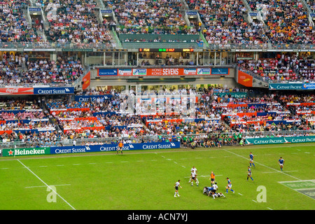 Les Samoa contre les Fidji pour Final de Hong Kong de rugby à 7 Banque D'Images