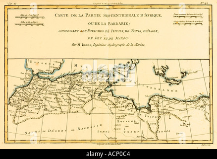 Carte de l'Afrique du Nord vers 1760 Banque D'Images