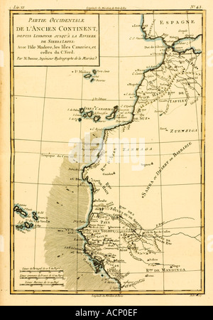 Carte de l'Afrique de l'Ouest vers 1760 Banque D'Images