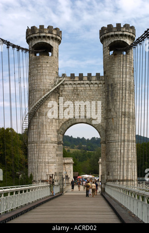 Pont Charles Albert suspension bridge à Cruseilles sur la vallée de l'Usses construit entre 1837 1839 Banque D'Images