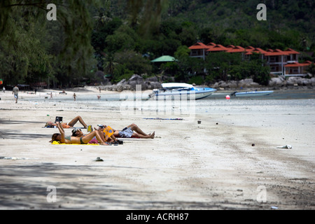 Hat Sai Ri beach l'île de Ko Tao Thaïlande Banque D'Images