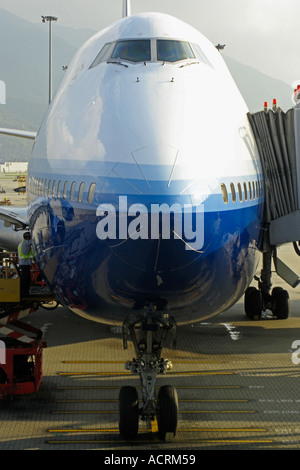 United Airlines Boeing 747-400 à Hong Kong Banque D'Images