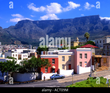 Bo Kaap une banlieue Cape Malay à Cape Town sur fond de Table Mountain, Cape Town Western Cape Afrique du Sud Banque D'Images