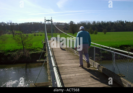 La RIVIÈRE WYE AUTOUR DE ROSS ON WYE LE 19ème siècle, PONT À SUSPENSION SELLACK Banque D'Images