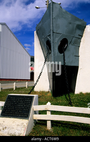 La proue d'Escampavía Yelcho - qui a sauvé l'équipage d'endurance sur l'île de l'éléphant, Puerto Williams, Isla Navarino, au Chili Banque D'Images