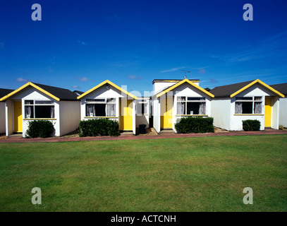 Retro vintage, camp de vacances chalets, Norfolk, Angleterre Banque D'Images