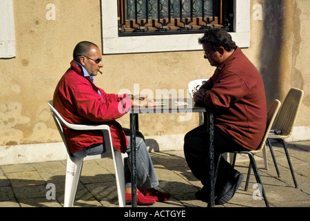 Joueurs de cartes Venise Italie Banque D'Images