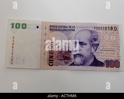 L'Argentine l'argent 100 pesos Remarque Julio Argentino Roco Président de la République 1880-1886 & 1898-1904 Banque D'Images