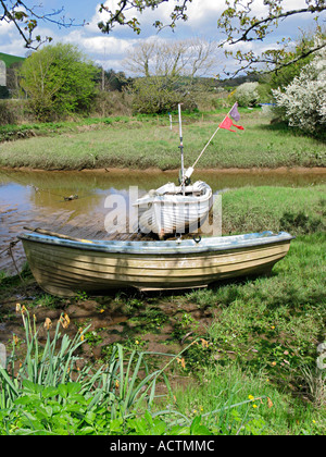 Bateaux à rames sur un fond de la rivière Avon. Devon du Sud. ROYAUME-UNI Banque D'Images