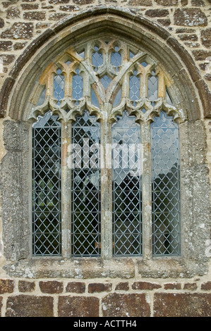 Eglise Saint Pancrace fenêtre Widdecombe dans la lande Dartmoor National Park Grande-bretagne Devon Banque D'Images