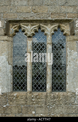 Eglise Saint Pancrace fenêtre Widdecombe dans la lande Dartmoor National Park Grande-bretagne Devon Banque D'Images