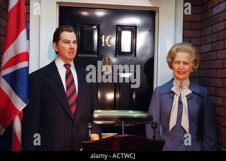 Les effigies de cire Margret Thatcher et Tony BLAIR au Royal London Wax Museum Banque D'Images