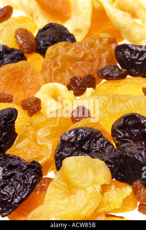 Technique mixte mélange de fruits secs fruits Pêches Abricots Pommes Prunes Raisins Raisins secs Banque D'Images