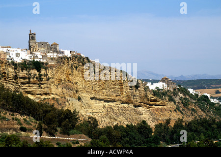 C16 l'Eglise de San Pedro Castillo Marqueses de Tamaron Arcos de la Frontera Alpujarras Provincia de Cadiz Andalousie Espagne Banque D'Images