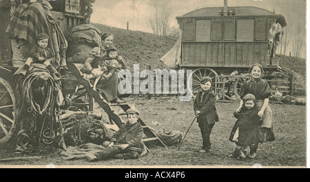 Carte postale photographique de Gitans postally utilisé 1904 Banque D'Images